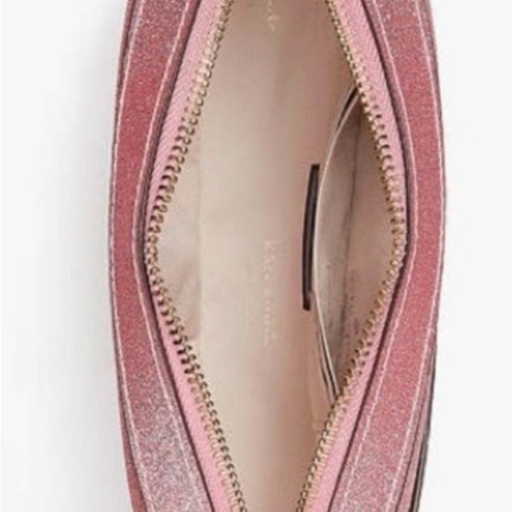 NEW KATE SPADE Glitter Crossbody Bag Mitten Pink Gold accents cc slots zips - Picture 7 of 10